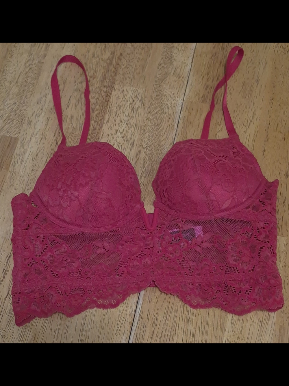 La Senza Pink Lace Longline Push-Up Bralette Bra S/P